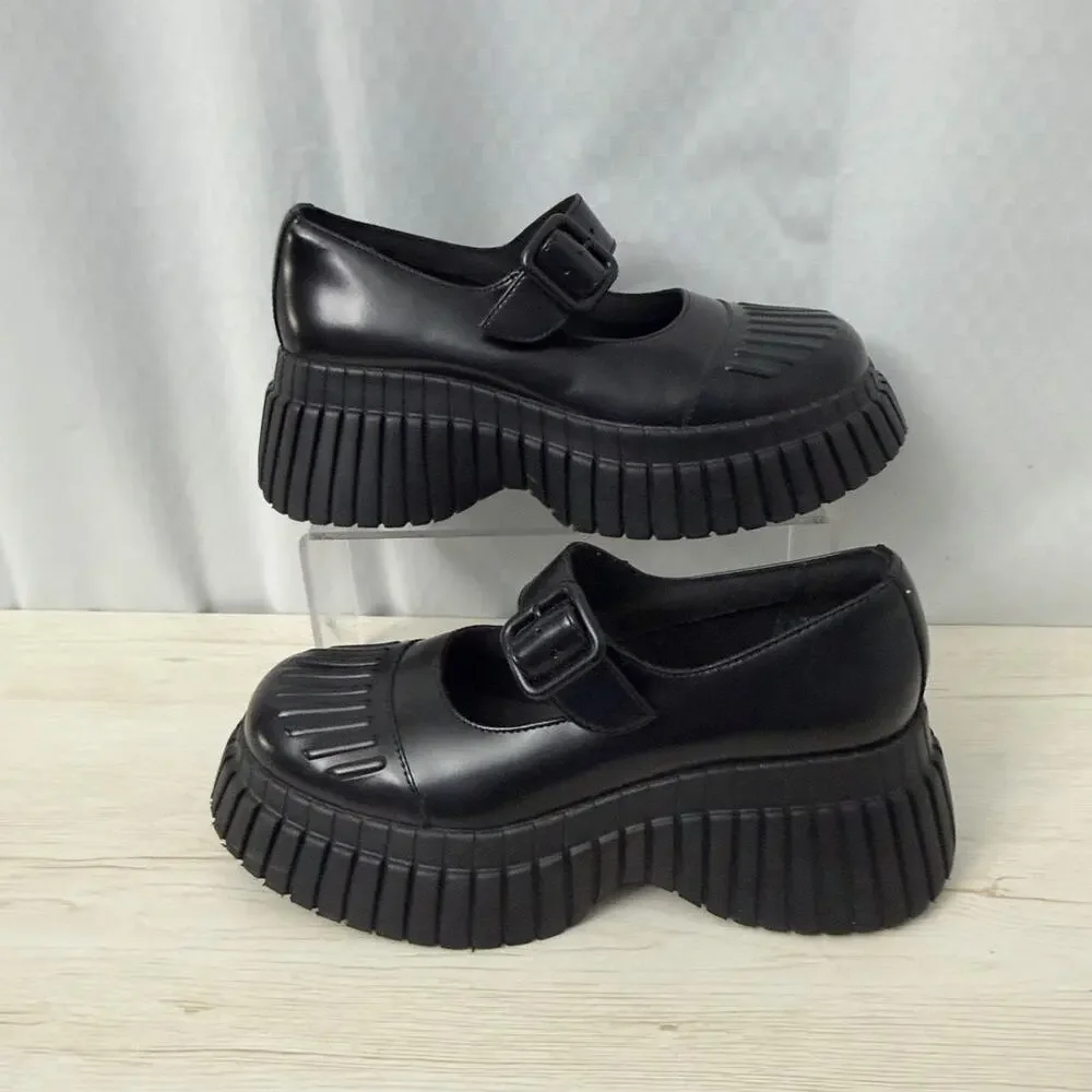 Camper BCN Leather Mary Jane Shoes Womens Size 7.5 Chunky Platform Lug Sole 38